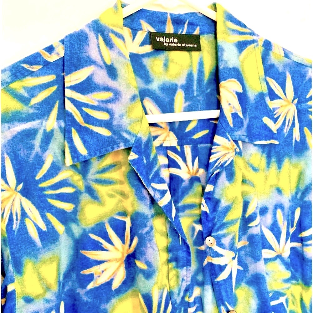 Valerie Stevens button down blouse top shirt Soft 100% light cotton Sz Large